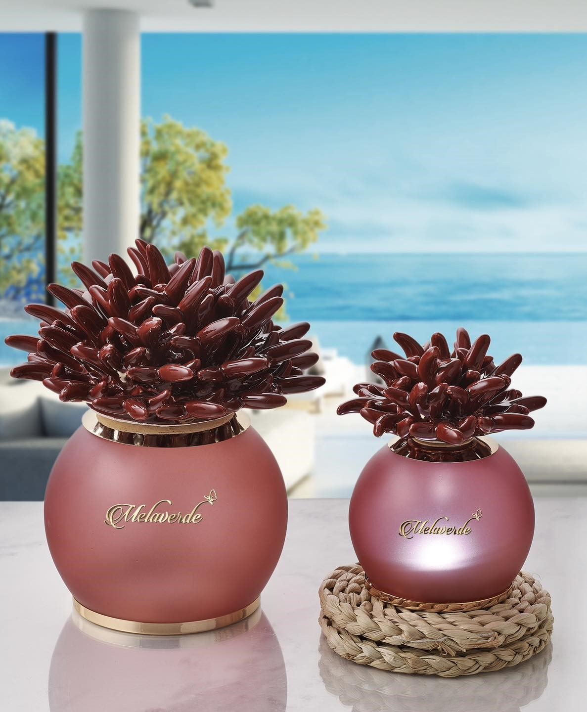 Lampada sfera Anemone bordeaux MELAVERDE