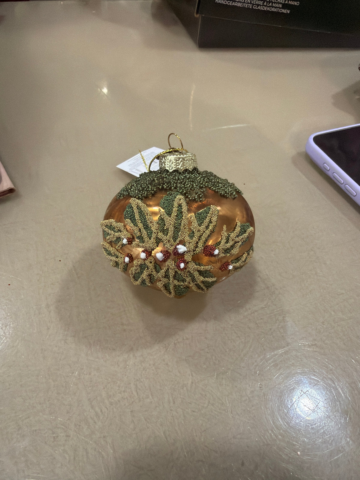 Pendaglio in vetro vischio oro