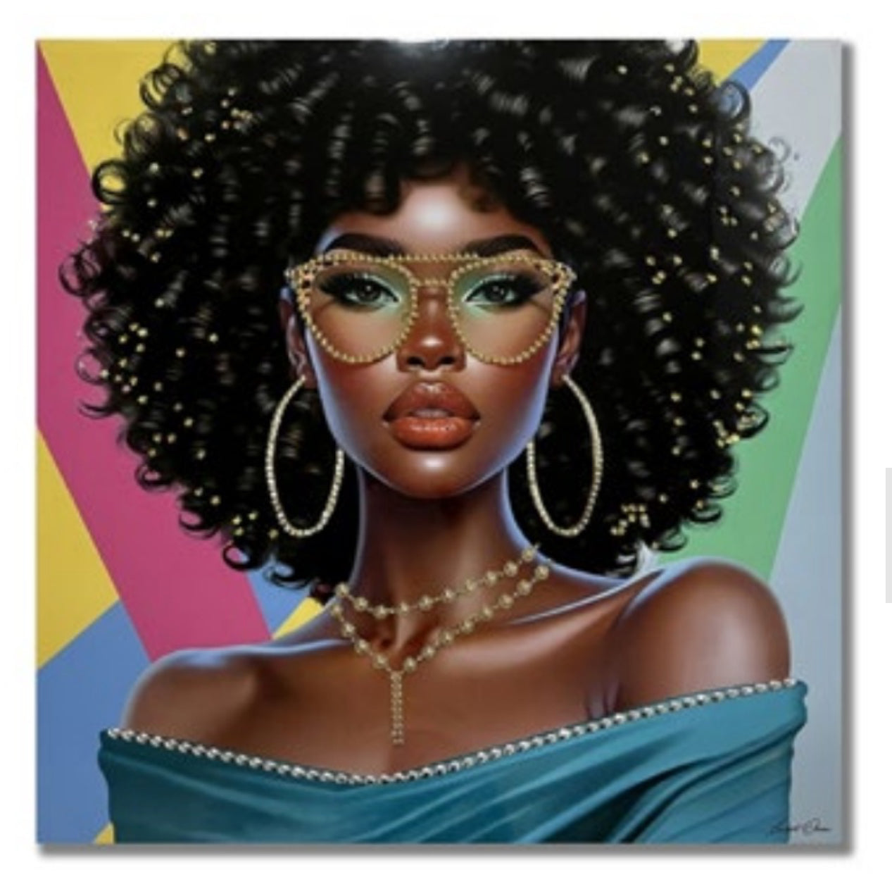 QUADRO DONNA CAPELLI RICCI - ARTE DI NACCHI