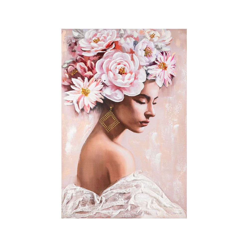 QUADRO DONNA FIORI ROSA - ARTE DI NACCHI