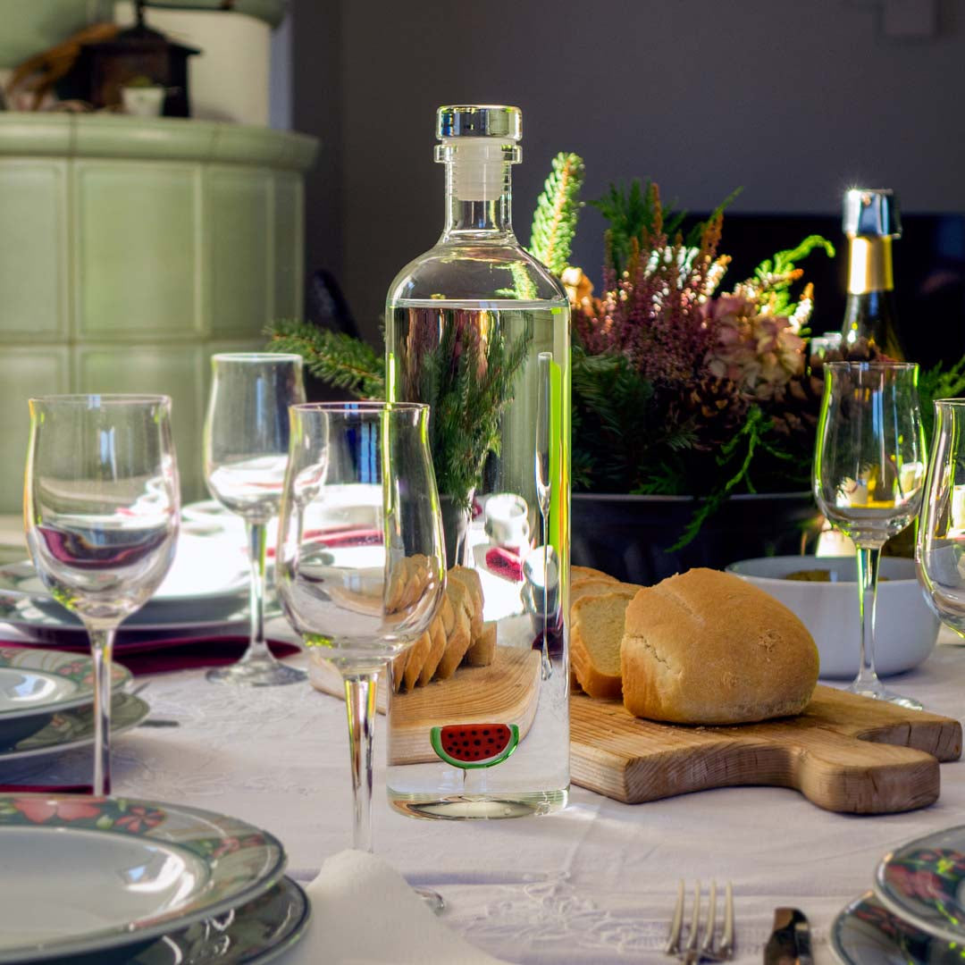 BOTTIGLIA IN VETRO BOROSILICATO CON TAPPO CON CHIUSURA ERMETICA CON SOGGETTO IN VETRO COLORATO ALL’INTERNO - WD LIFE STYLE