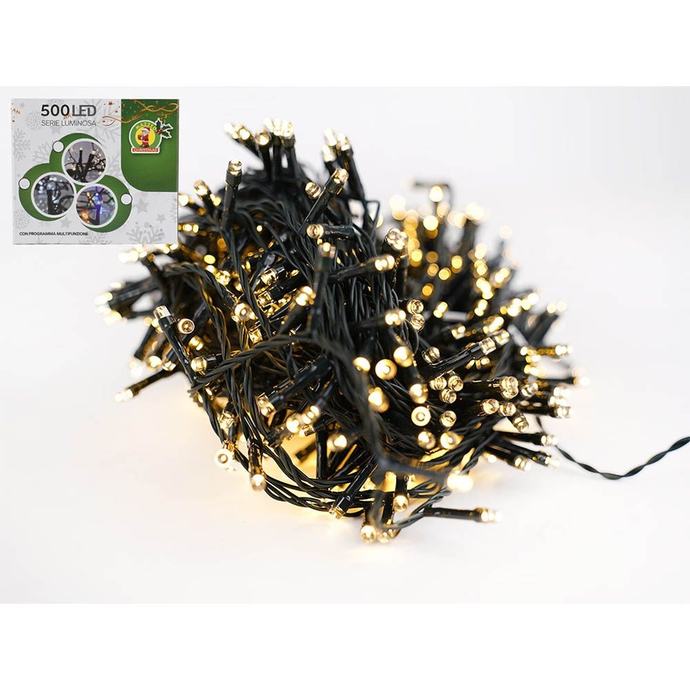 LUCI DI NATALE SERIE 500 LED MULTIFUNZIONE LUCE CALDA