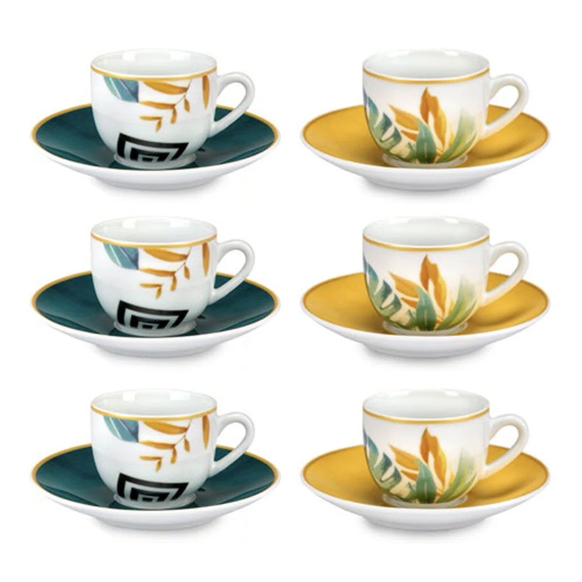 SET 6 TAZZINE DA CAFFÈ CON PIATTINO PALM - FADE