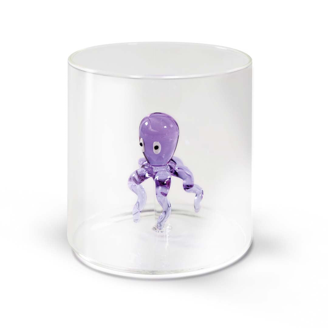 BICCHIERE IN VETRO BOROSILICATO CON SOGGETTI MISTI IN VETRO COLORATO ALL’INTERNO - WD LIFE STYLE