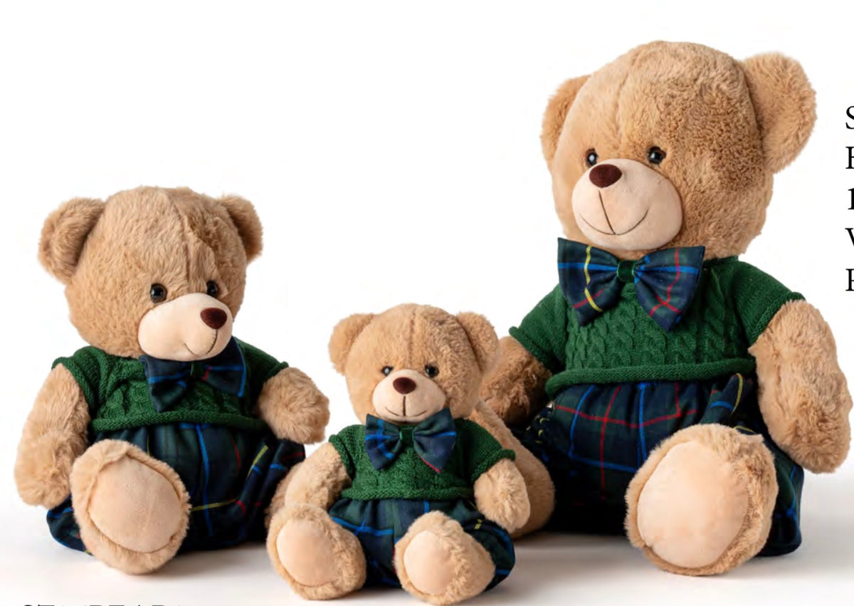 TEDDY IN PELUCHE MAGLIA VERDE/PANTALONE BLU- FIORI DI LENA