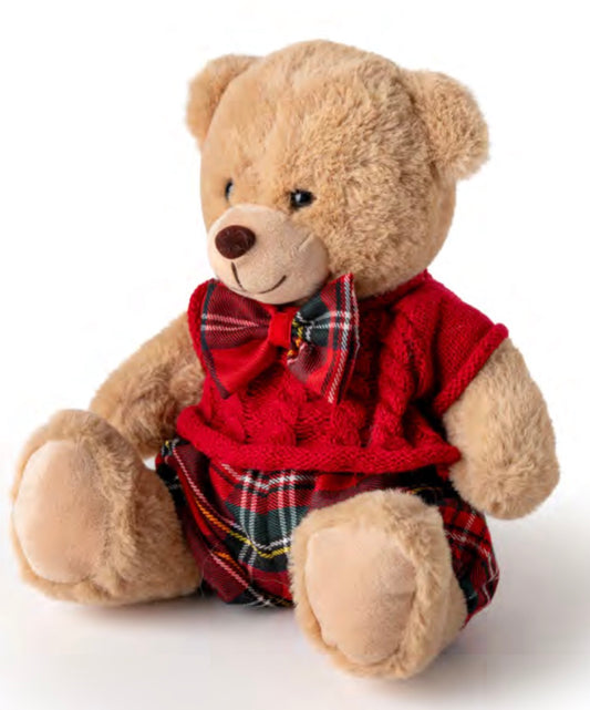 TEDDY IN PELUCHE MAGLIA ROSSA/PANTALONE ROSSO - FIORI DI LENA
