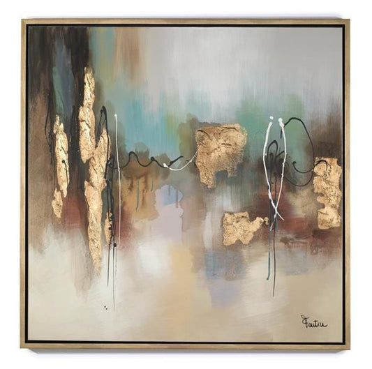 QUADRO ASTRATTO CON CORNICE GOLD - FANTIN