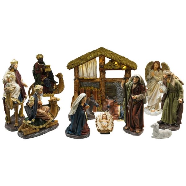 SET NATIVITA' 12PZ CON CAPANNA LUCI E SUONI - MAZZEO CHRISTMAS